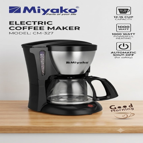 Miyako Electric Coffee Maker CM-327 | 12-15 Cups |Auto-Off Function_img_1