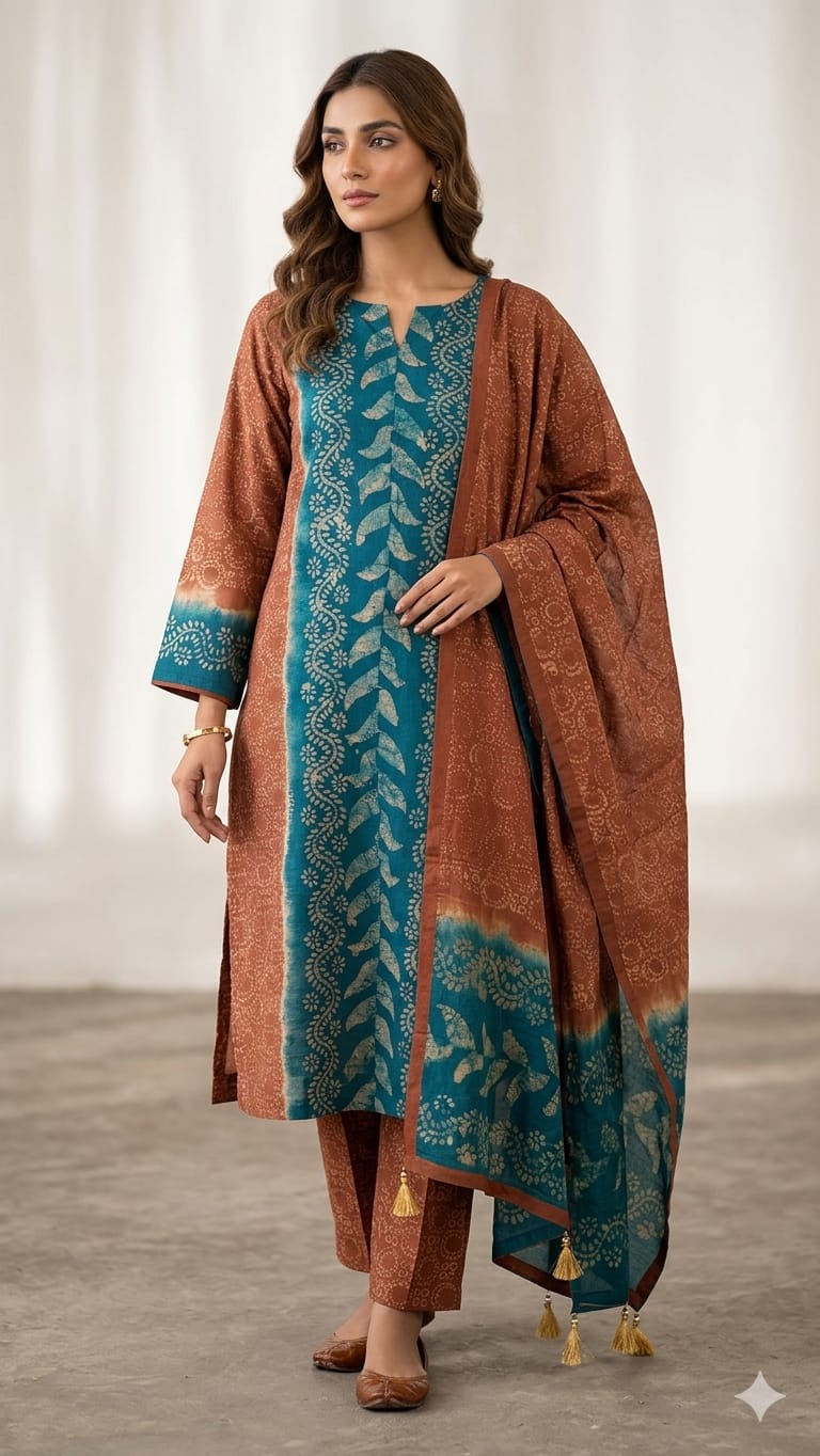 Unstitch Silk Batik Three Piece_img_2