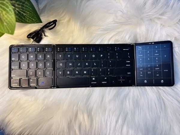 B089ST Rechargeable Ultra Slim Folding Pocket Bluetooth Keyboard With Touch Pad