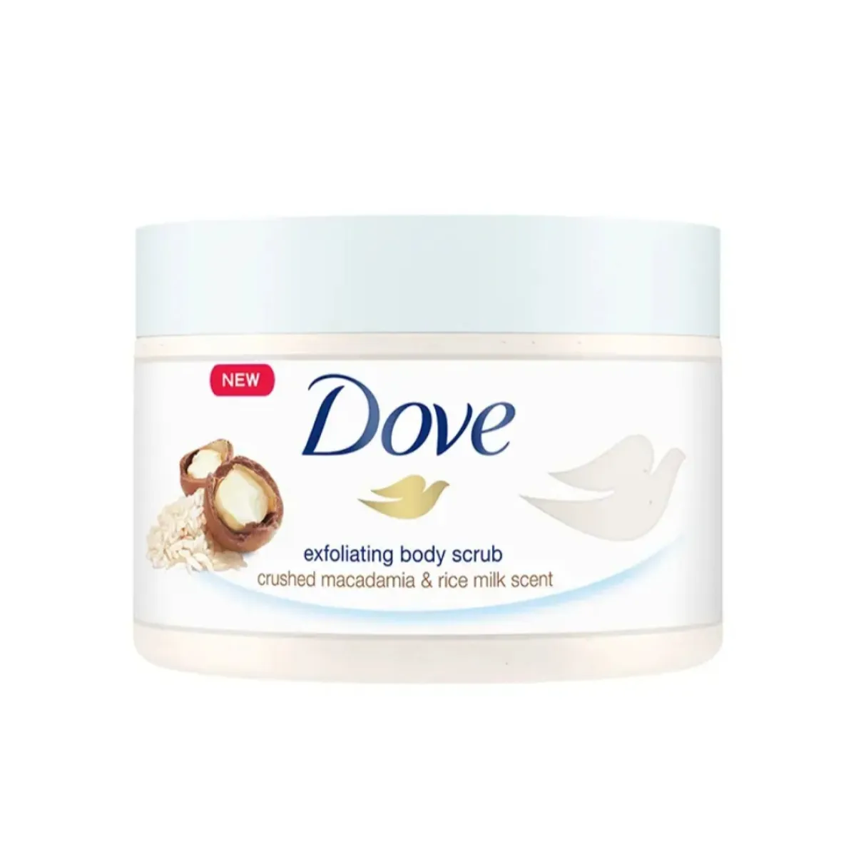 Dove Exfoliating Body Scrub (Macadamia & Rice Milk) 225g