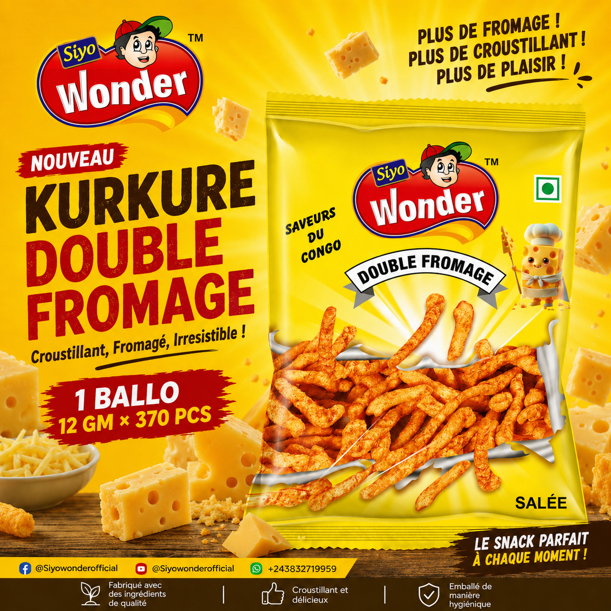 KURKURE DOUBLE FROMAGE 12GM*120PCS