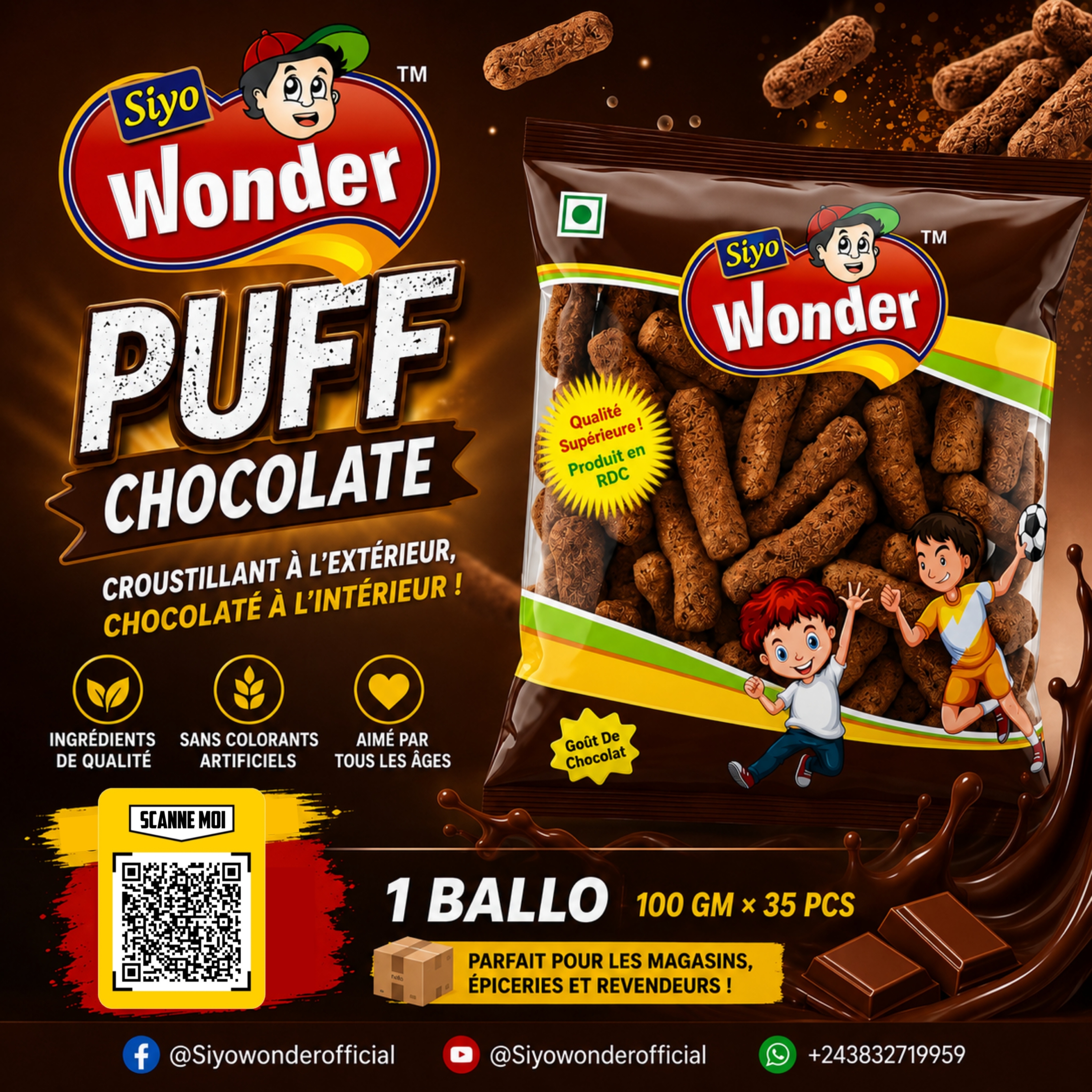 PUFF CHOCOLATE 100GM*35PCS