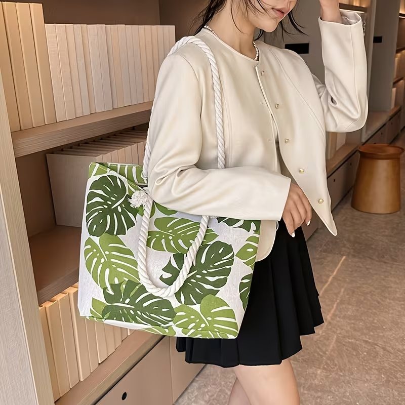 Monstera Leaf Canvas Tote image 3