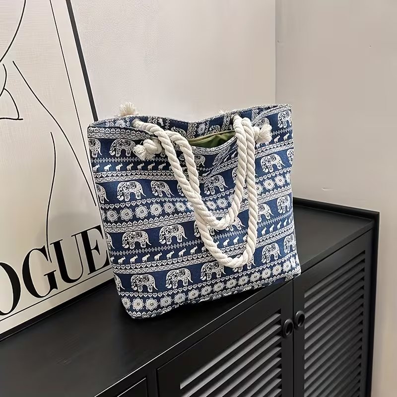 Indira Elephant Print Canvas Tote image 2