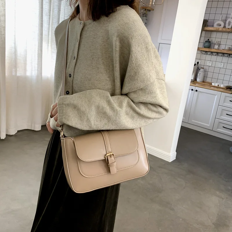 Elegant PU Leather Buckle Flap Crossbody Shoulder Bag image 3