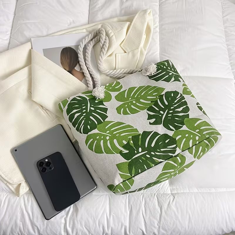 Monstera Leaf Canvas Tote image 2