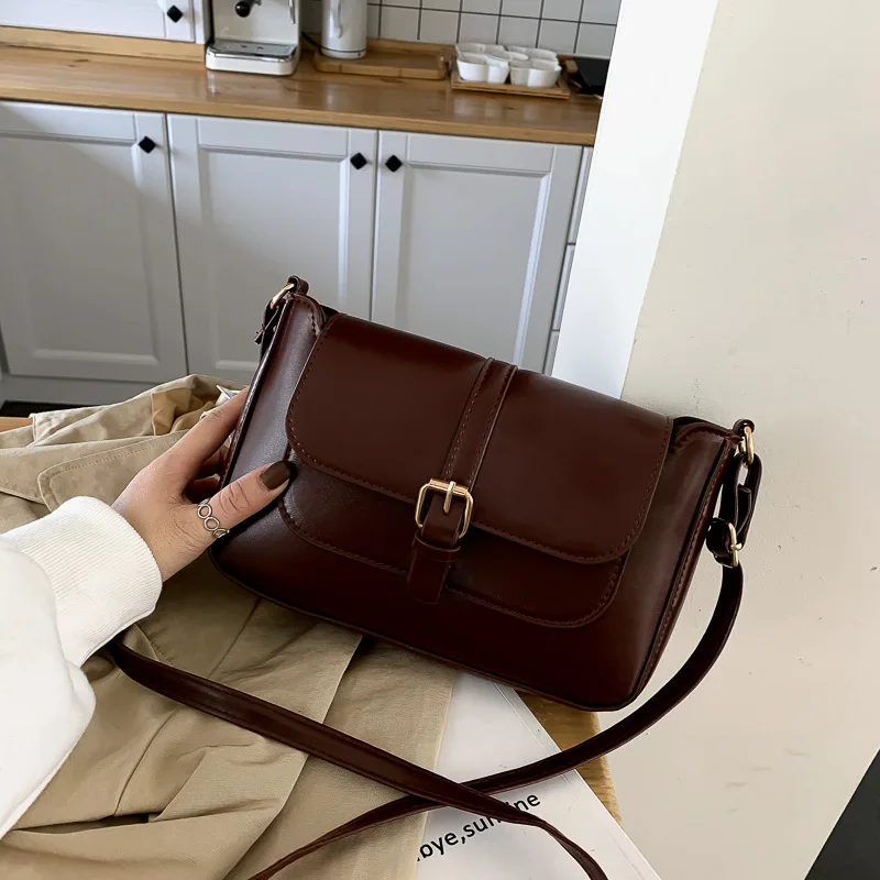 Elegant PU Leather Buckle Flap Crossbody Shoulder Bag image 3