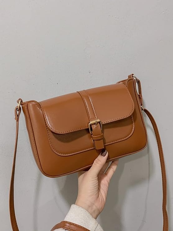 Elegant PU Leather Buckle Flap Crossbody Shoulder Bag image 3