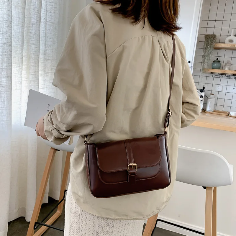 Elegant PU Leather Buckle Flap Crossbody Shoulder Bag image 2