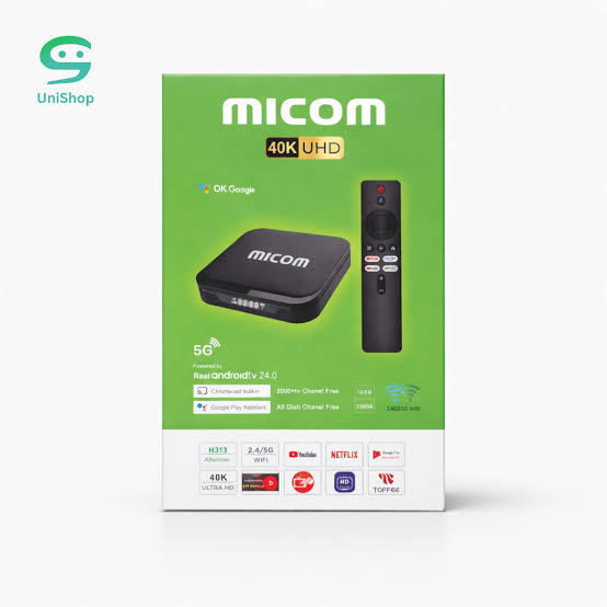 MICOM Android TV Box 4K Ultra HD | 2GB RAM 16GB ROM, Dual Band WiFi 2.4G/5G, Google Voice Control Smart TV Box_img_0