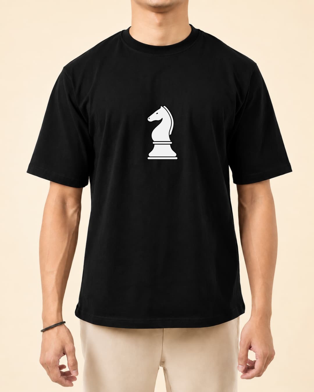 Knight chess piece drop shoulder T shirt