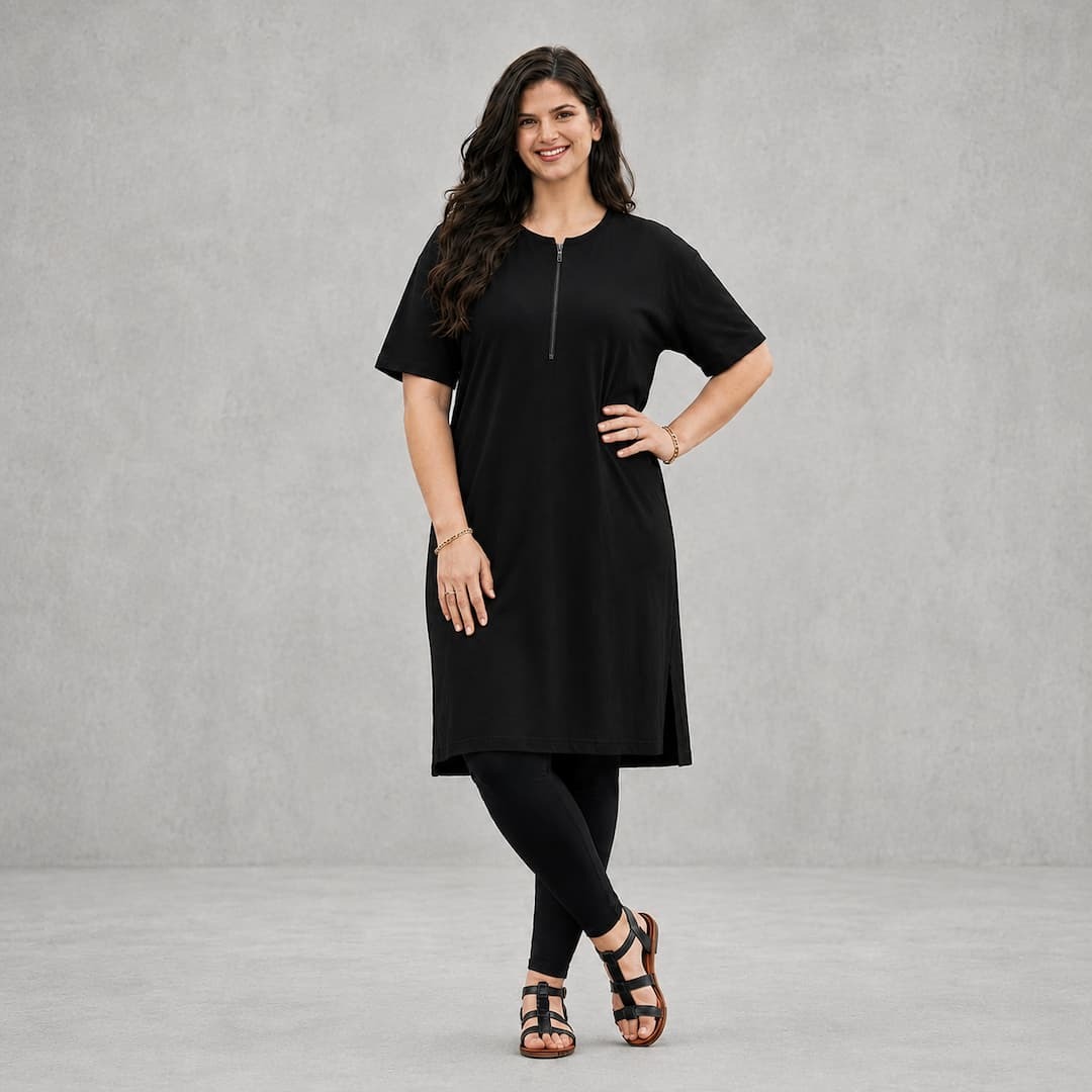 Zipper Long T shirt with Free delivery