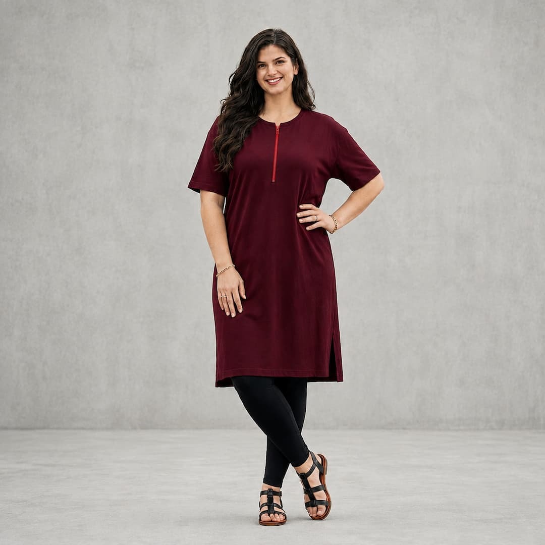 Zipper Long T shirt with Free delivery_img_1