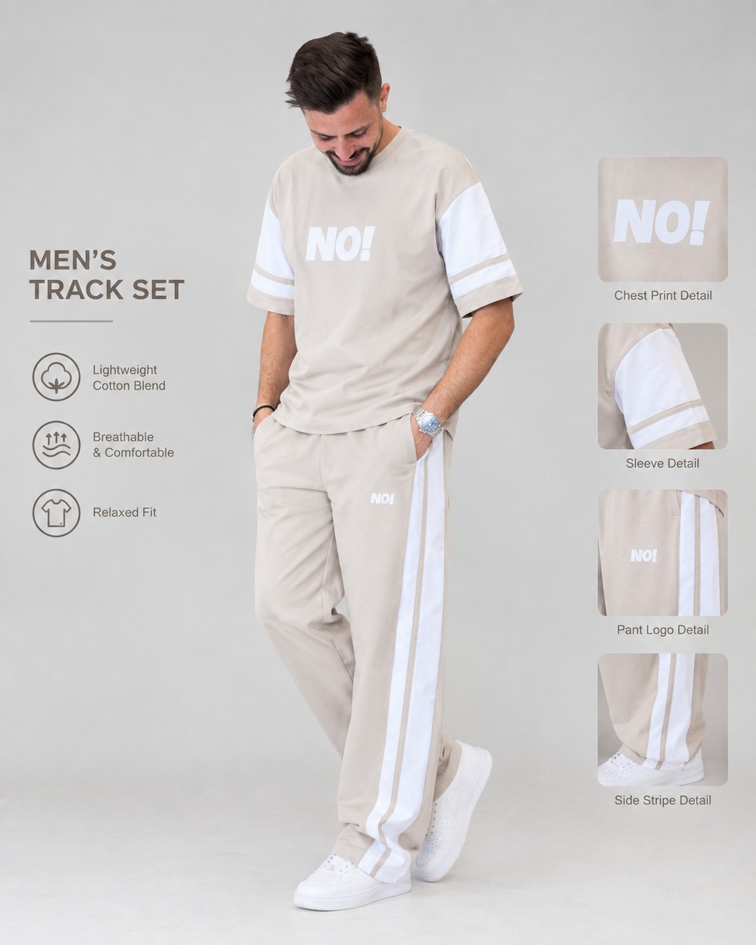 No ! Men's set - Cream with Free delivery