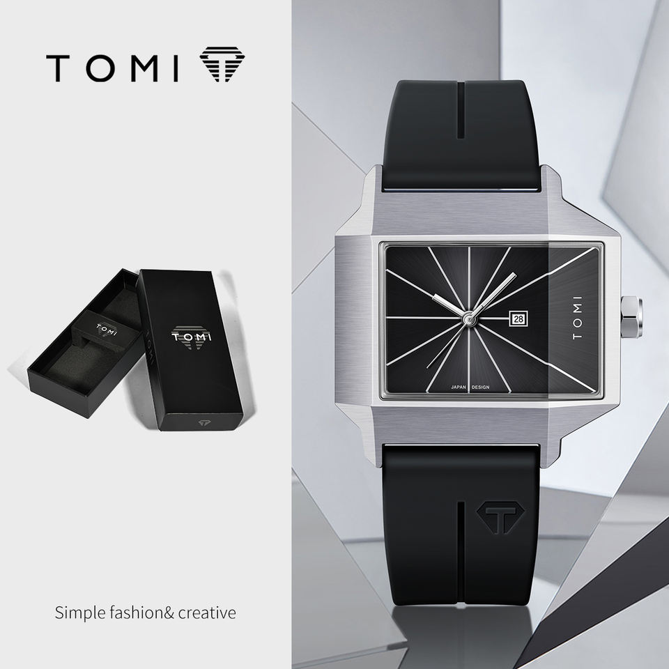 Premium Geometric Black Dial Quartz Watch