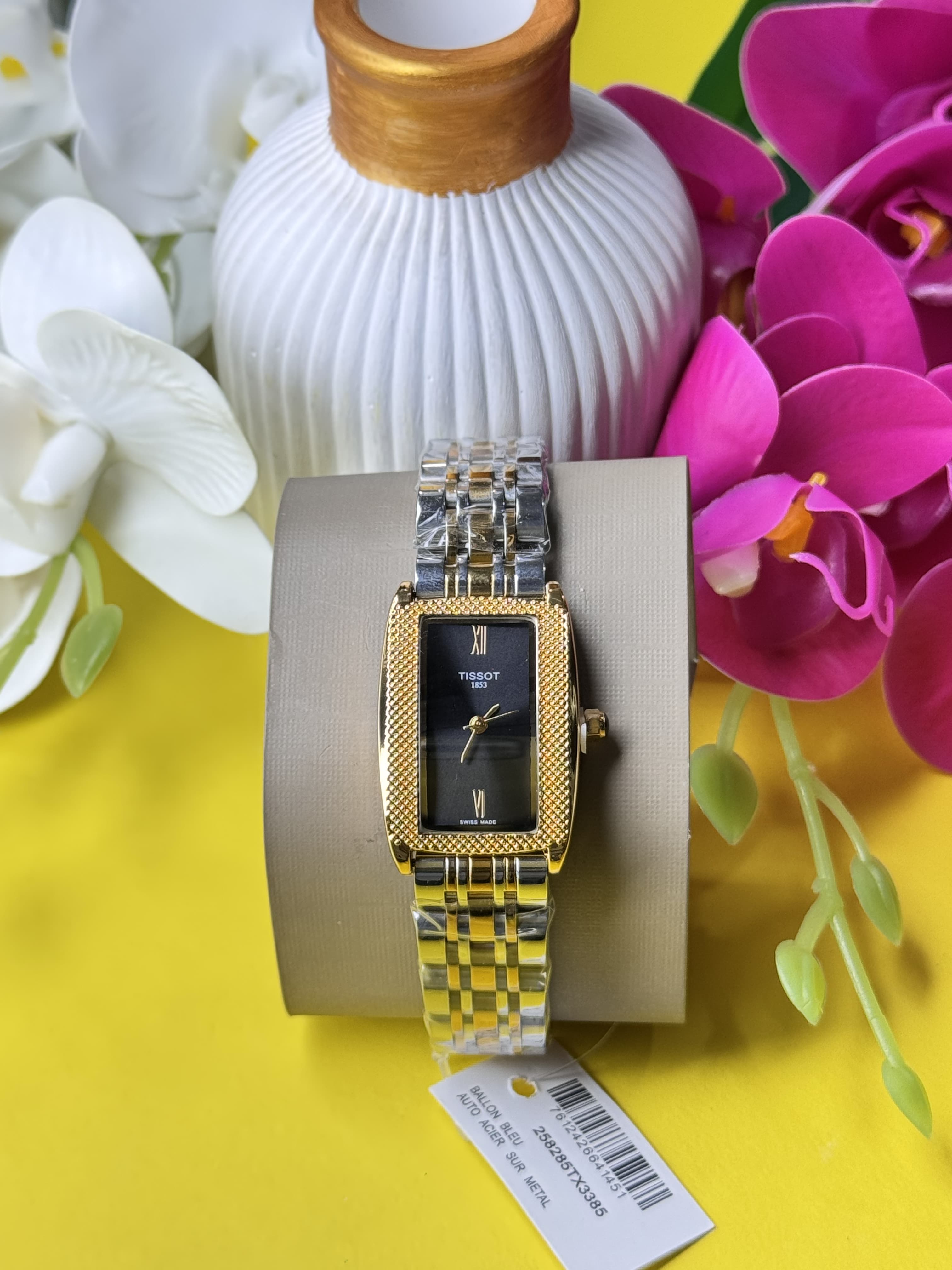 Tissot Luxury Rectangular Textured Bezel Ladies Watch