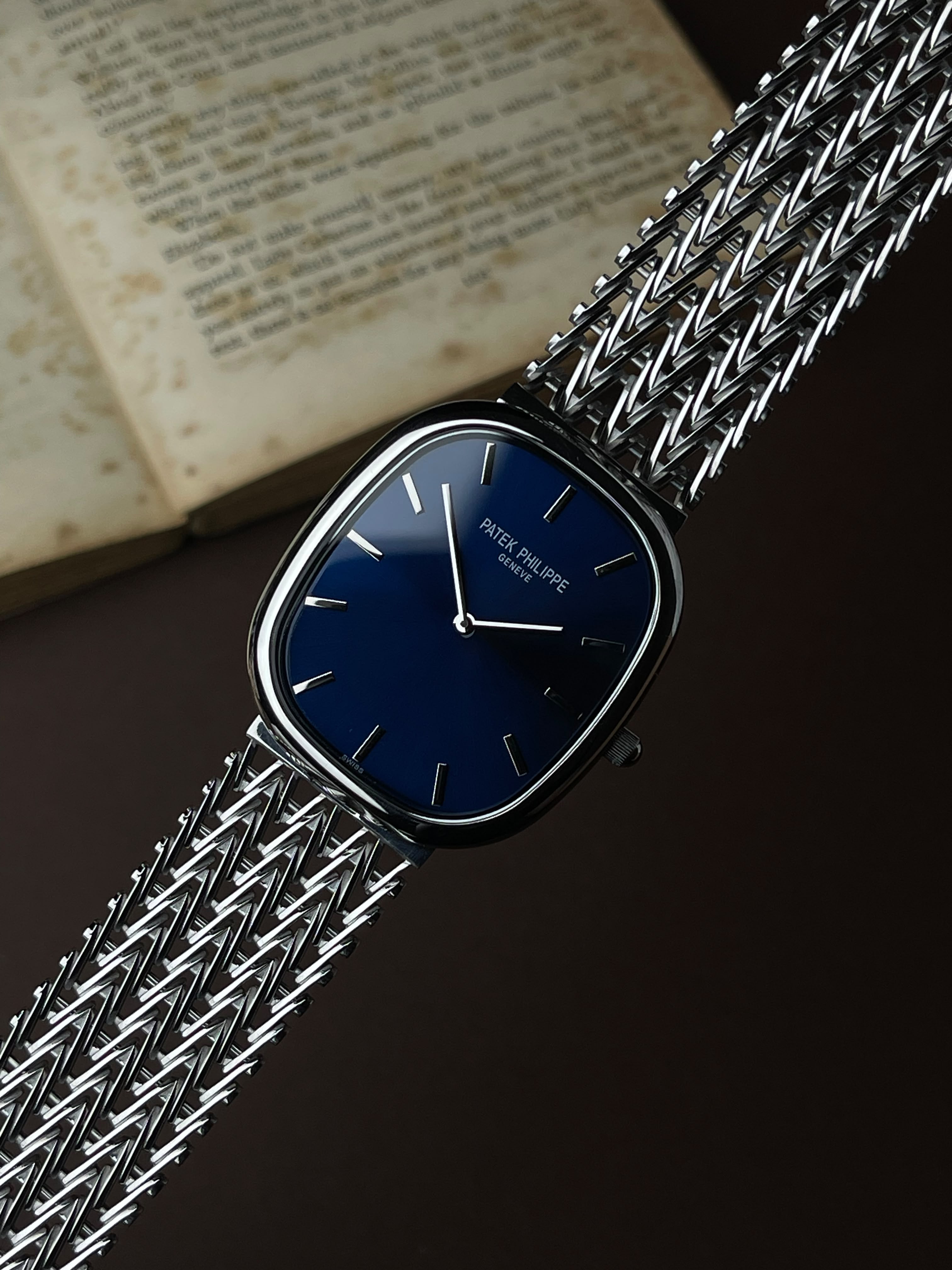 Patek Philippe Golden Ellipse Master Edition Watch Silver With Blue Dial