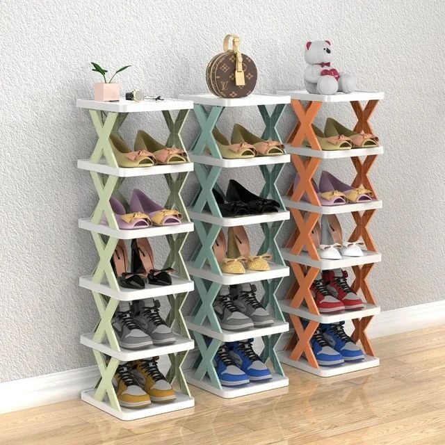 Creative 5-layer Shoe Rack Storage Organizer Simple Plastic Household Multi-function Space-saving Folding Shoe Stacker Shelf Large Size