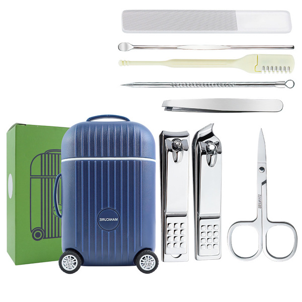 Cute Mini Suitcase Style Manicure & Grooming Kit (8-in-1 Set)