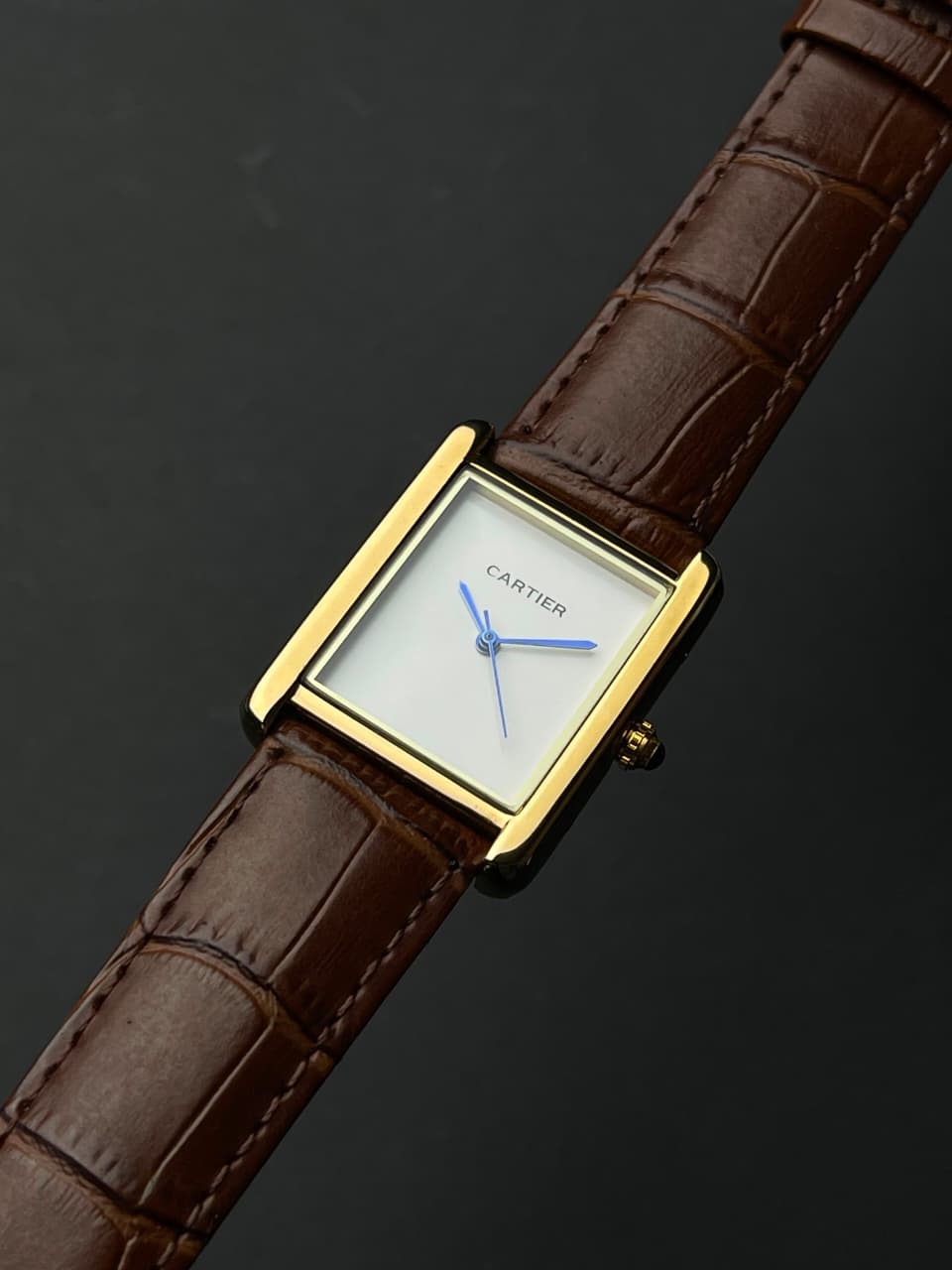 Luxury Rectangle Analog Watch – Brown & Gold