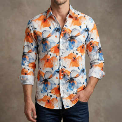 Premium Stylish China Floral Printed Men's Shirt Ask for detailsCode:13142P