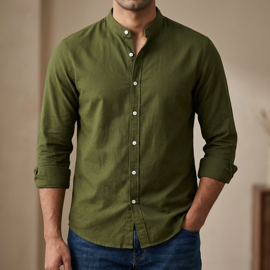 Men's Solid Colour Ban color ShirtProduct Code: 3107
