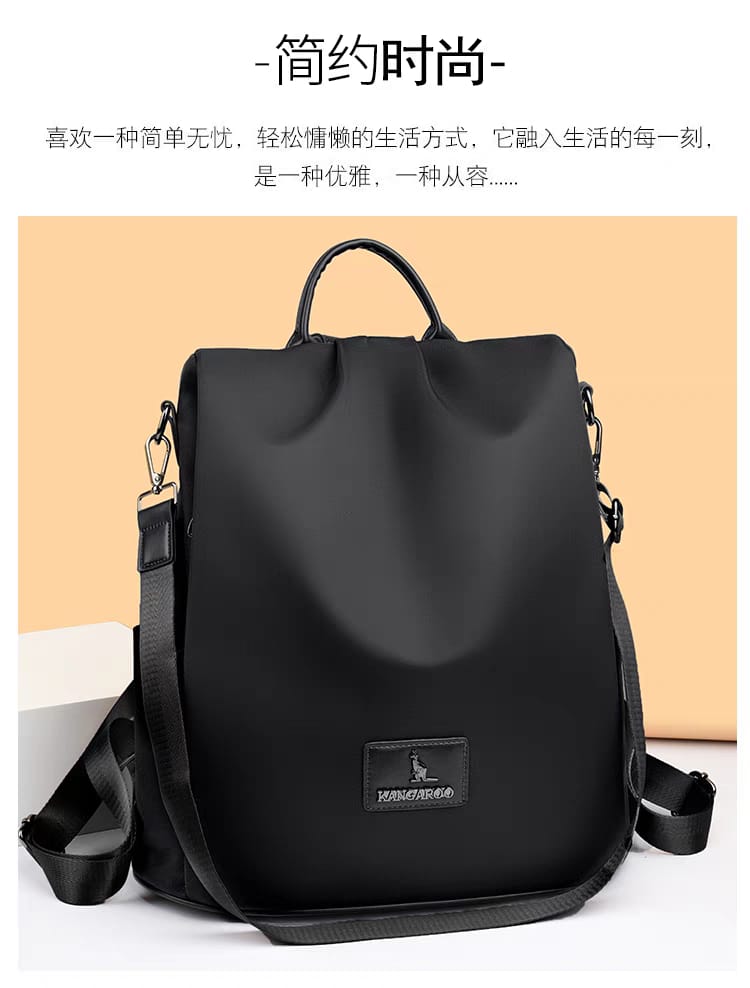Designed with a simple yet fashionable soft oxford cloth design, this backpack