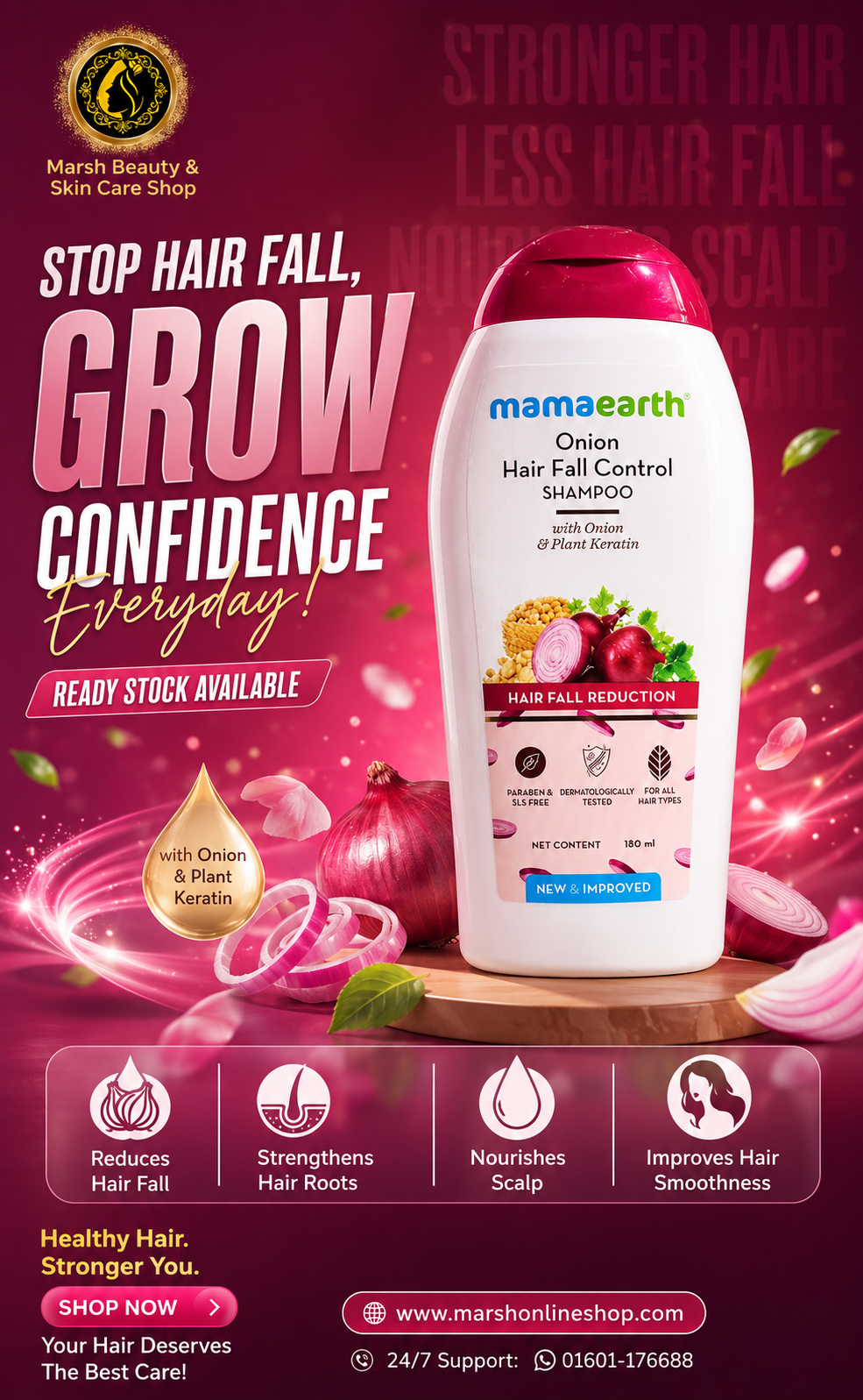 👉🔰MAMAEARTH ONION HAIR FALL CONTROL SHAMPOO (180ml)