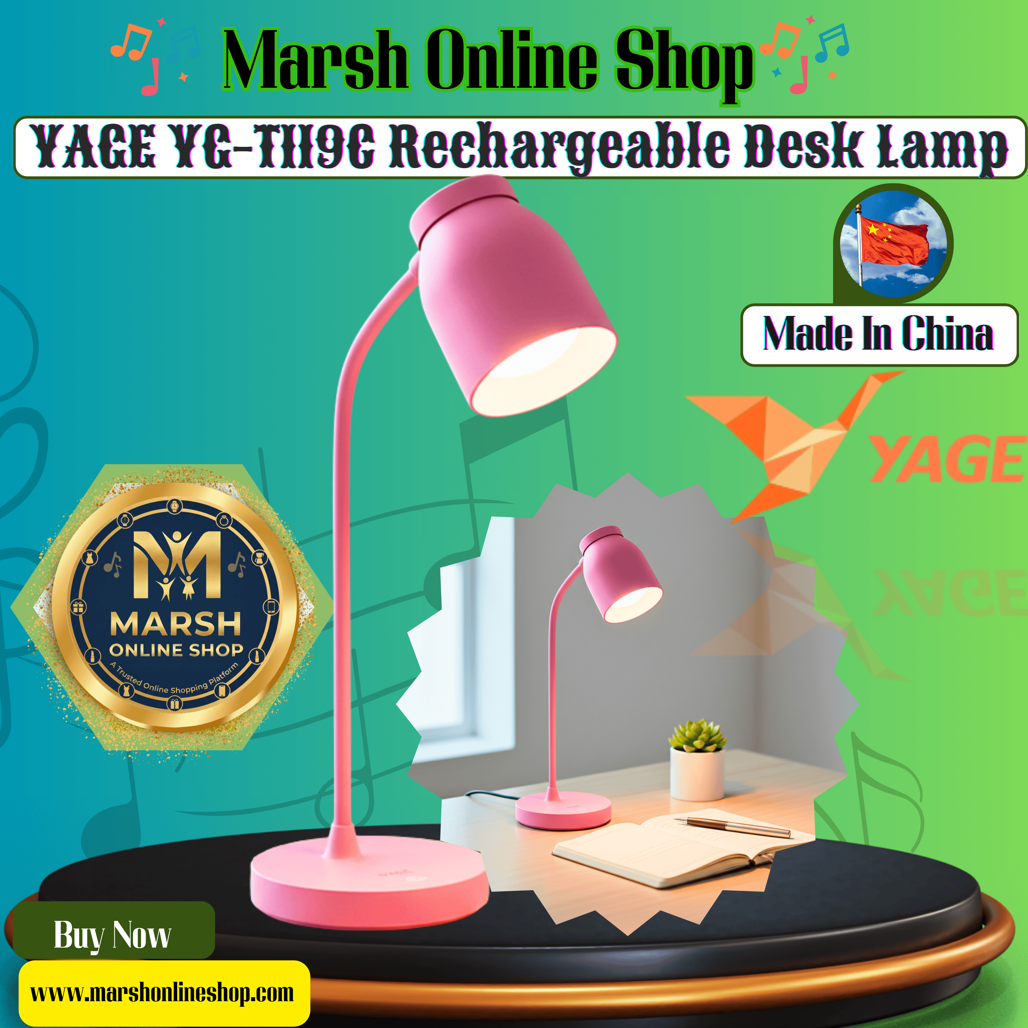 👉🔰YAGE YG-T119C Rechargeable Eye Protection Touch Control Flexible LED Lamp_img_2