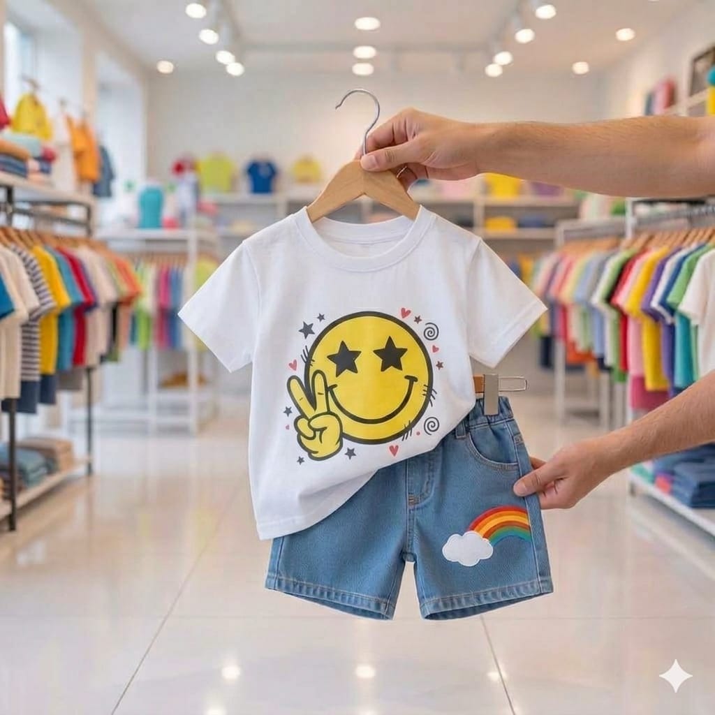 Kids Tshirt and Denim Short Pant Set