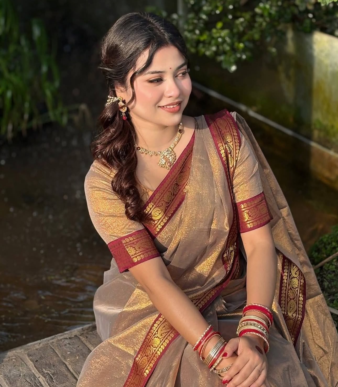Puja Hit Lama Sharee with Blouse Piece - Image 2