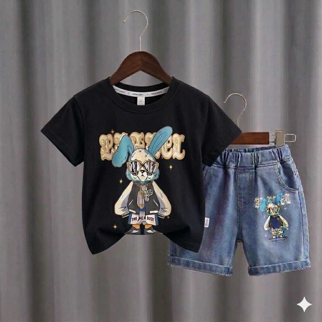 Kids Tshirt and Denim Short Pant Set