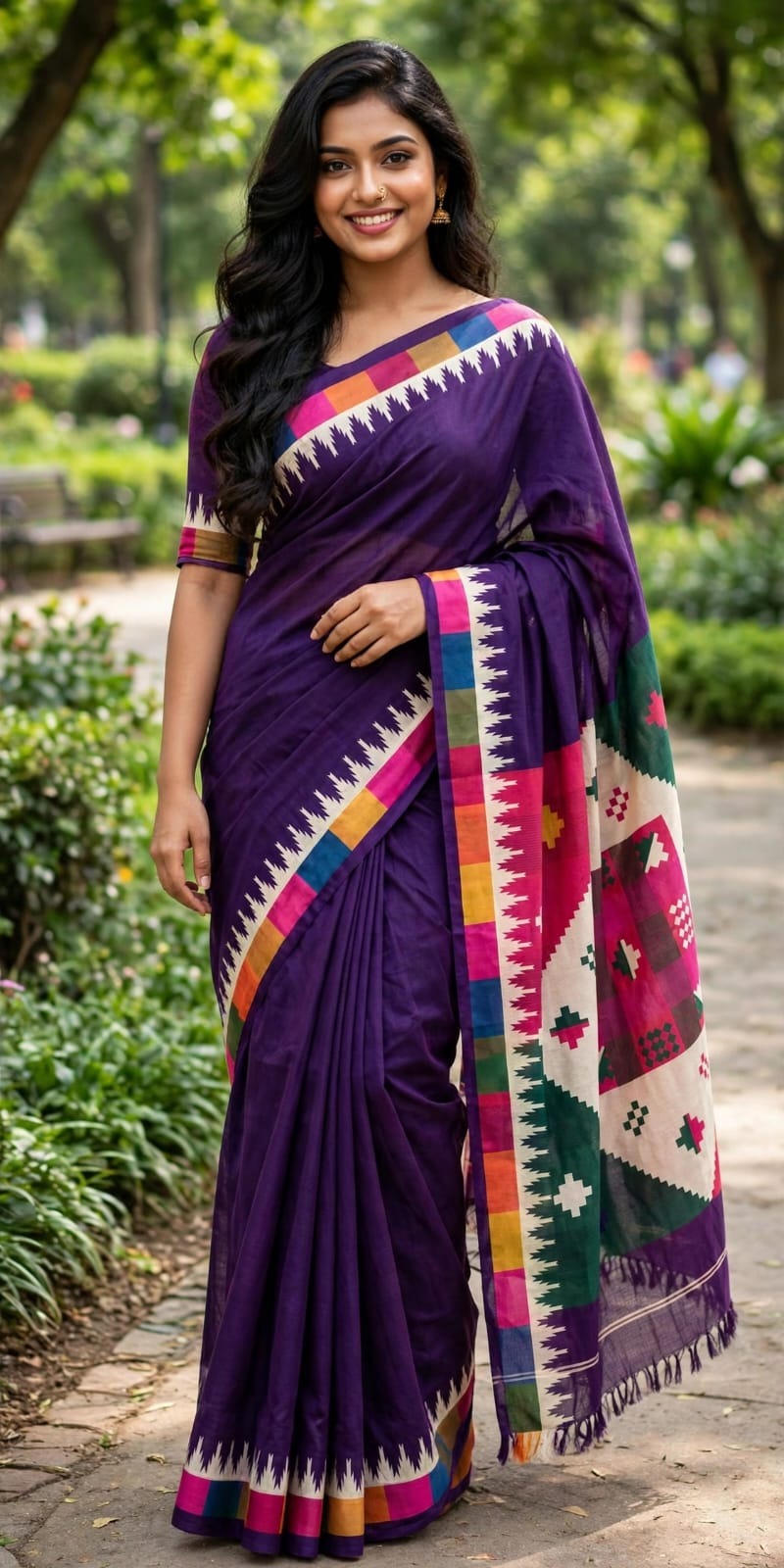 Chanderi Silk Saree With Blause Pcs - Image 3
