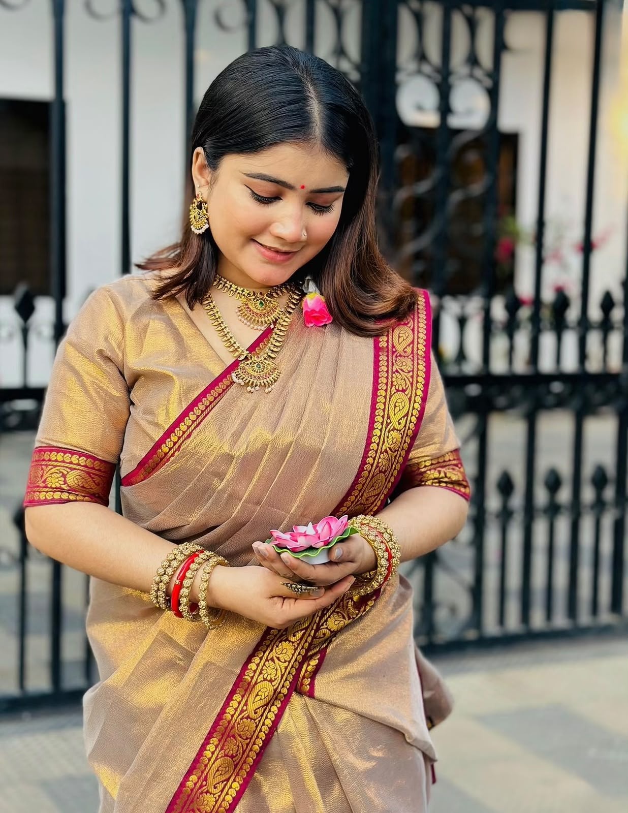 Puja Hit Lama Sharee with Blouse Piece - Image 6
