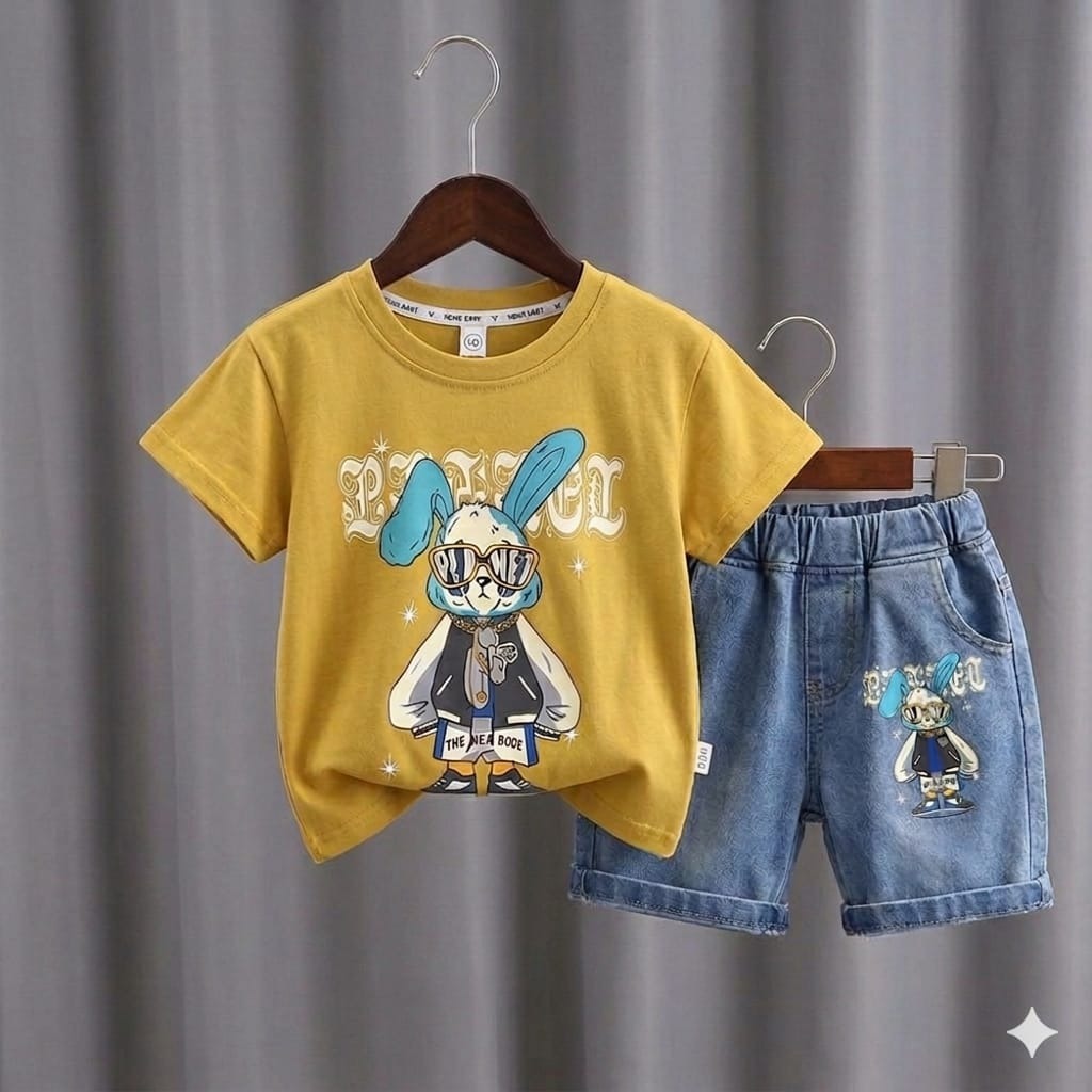Kids Tshirt and Denim Short Pant Set