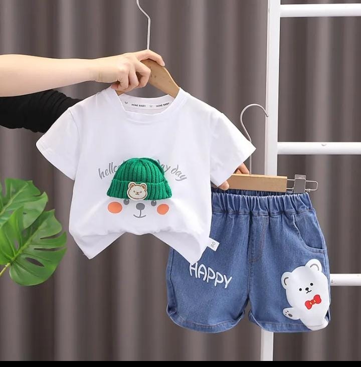 Kids Tshirt and Denim Short Pant Set