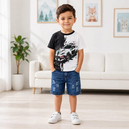 Kids Tshirt and Denim Short Pant Set