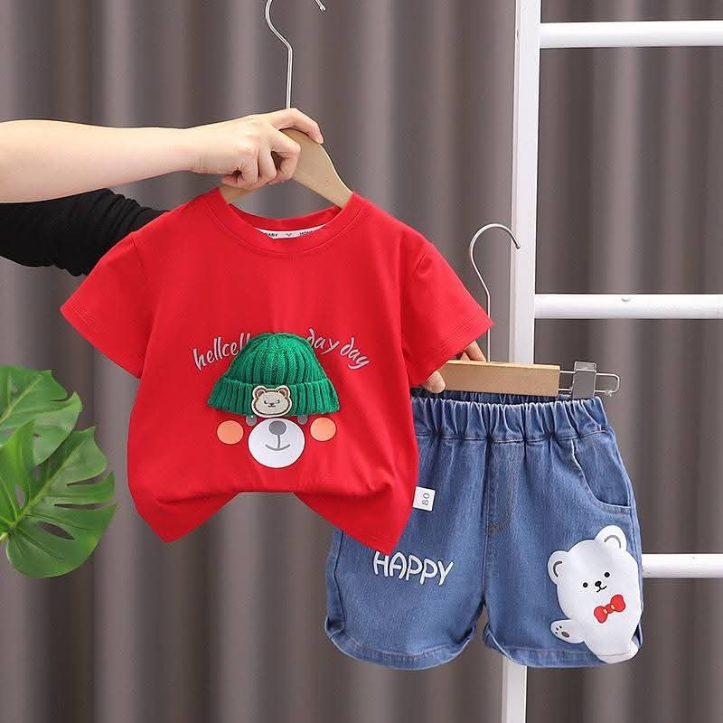 Kids Tshirt and Denim Short Pant Set