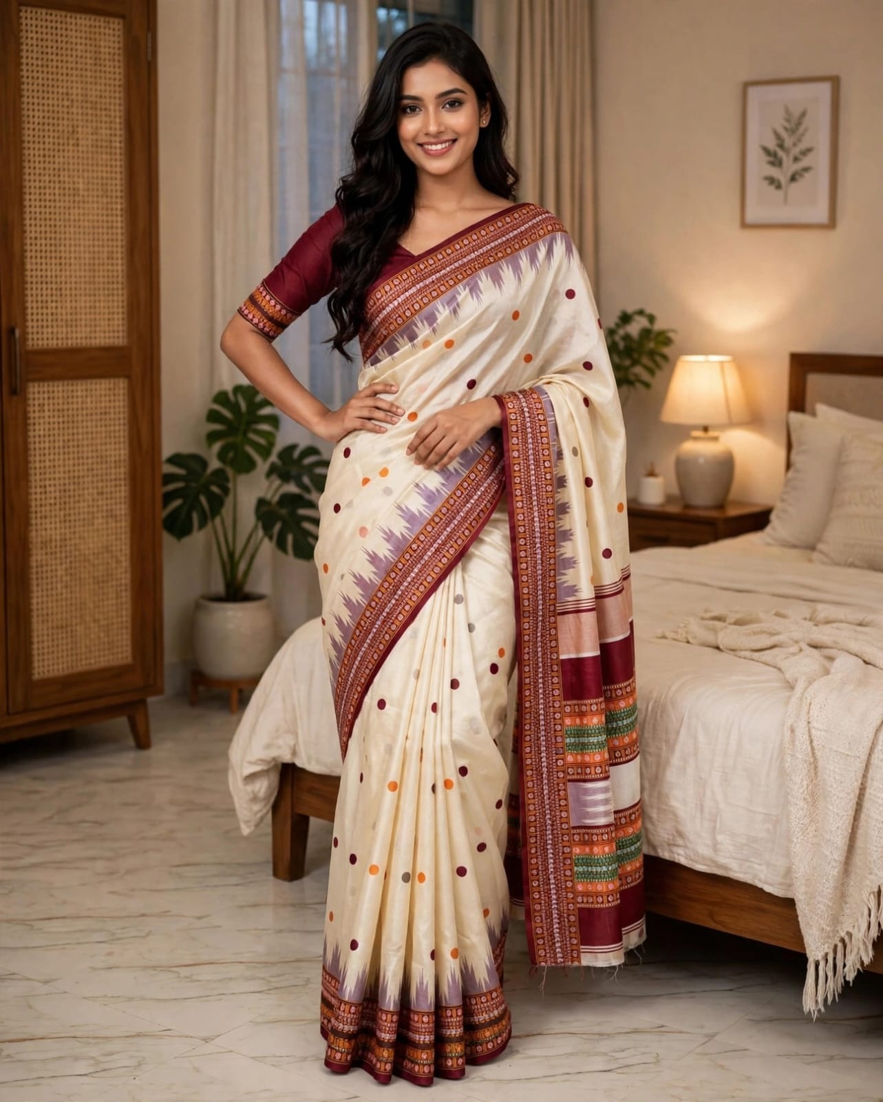 Indian Inspired Assam Silk Saree - Image 2