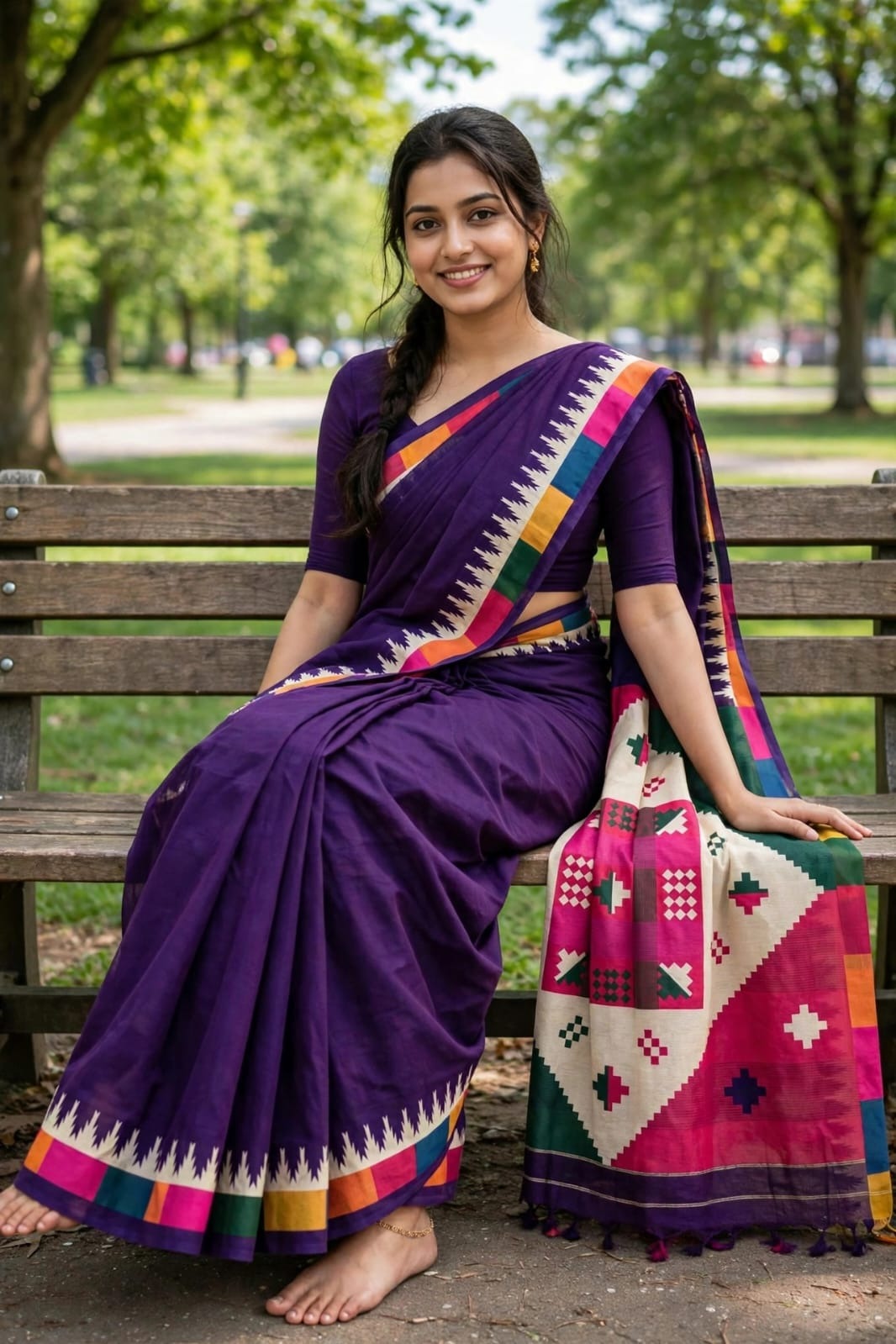 Chanderi Silk Saree With Blause Pcs - Image 1