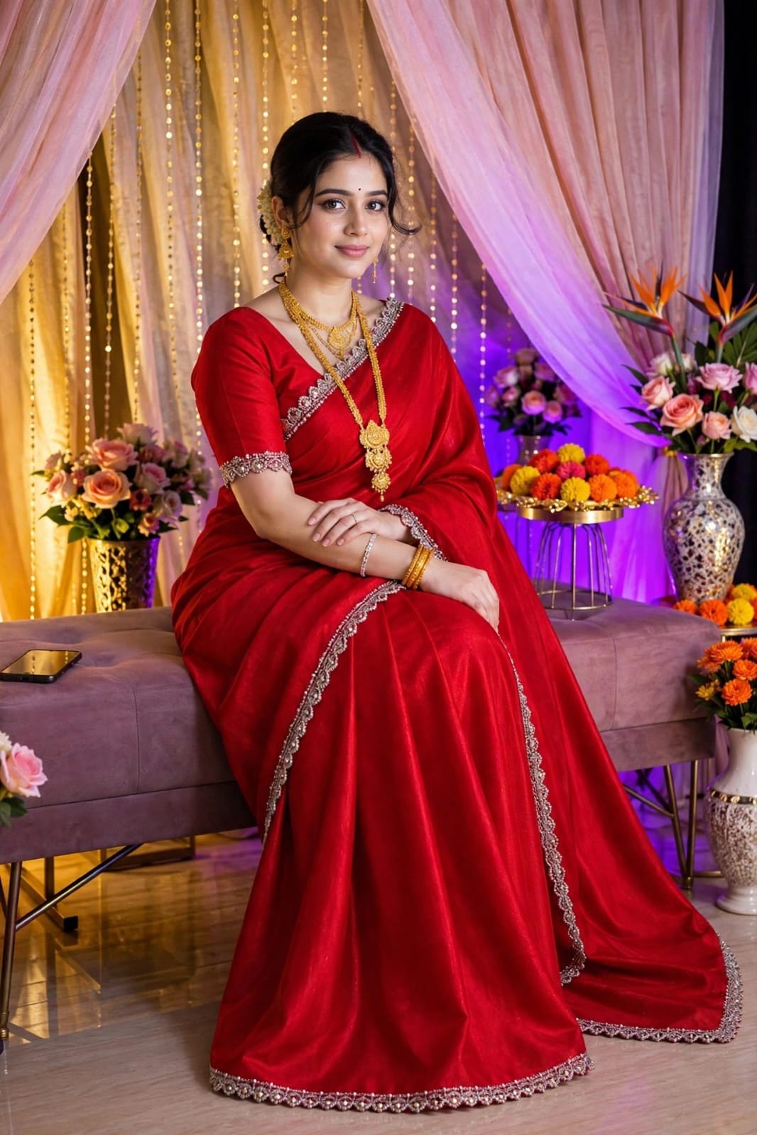 Indian Tuba Lama Silk saree - Image 1