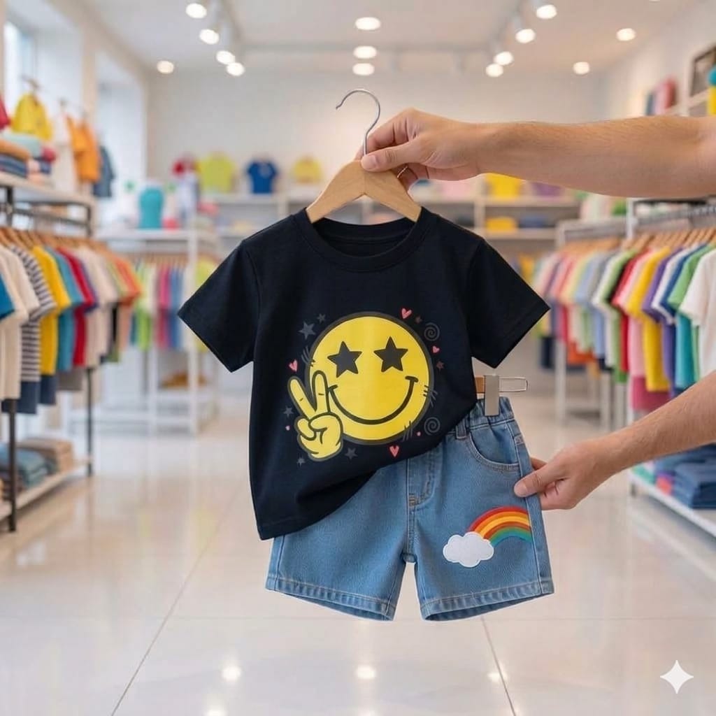 Kids Tshirt and Denim Short Pant Set