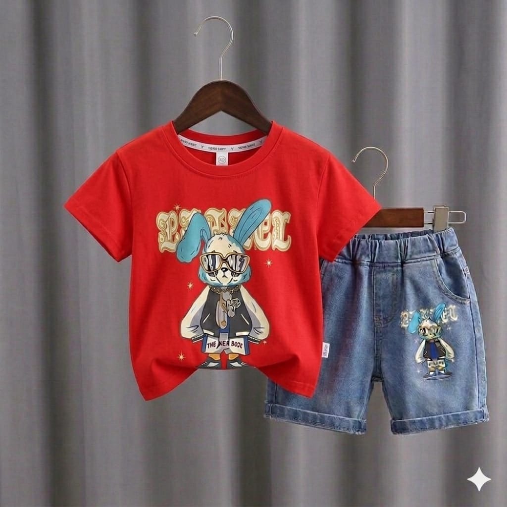 Kids Tshirt and Denim Short Pant Set
