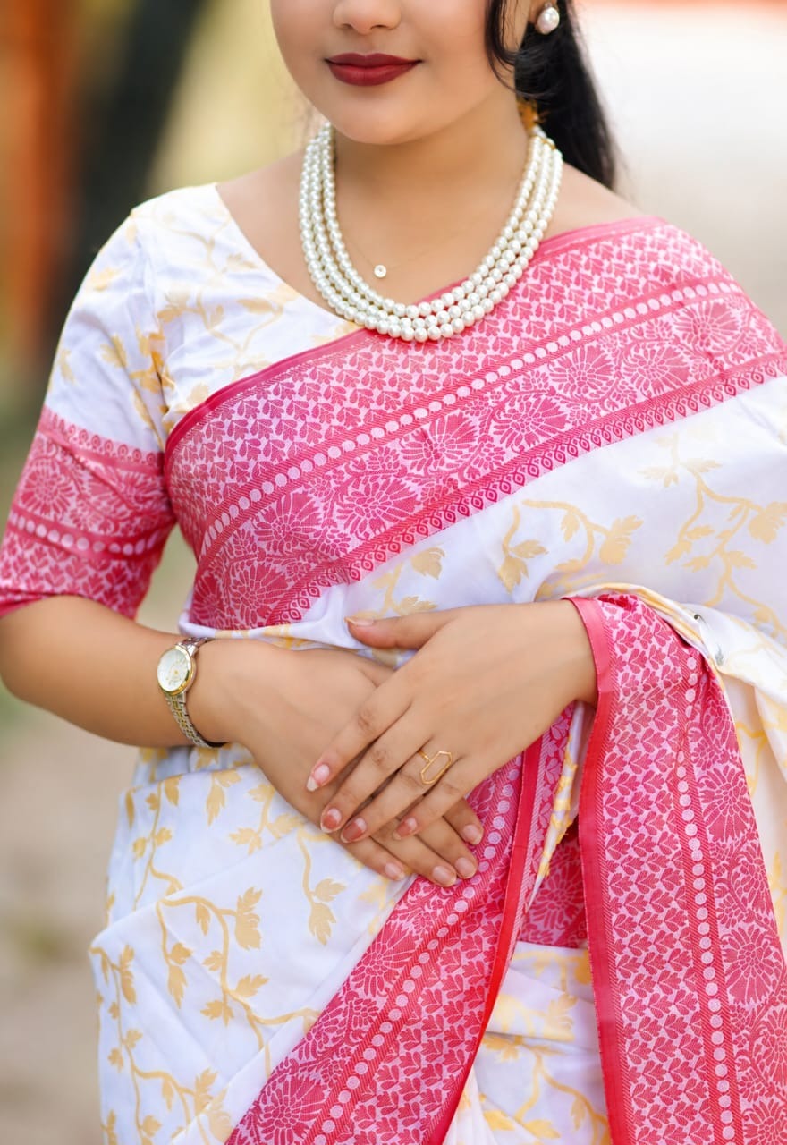 Kashmeri Katan Saree With Blause Pieace - Image 1
