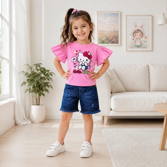Kids Tshirt and Denim Short Pant Set_img_1