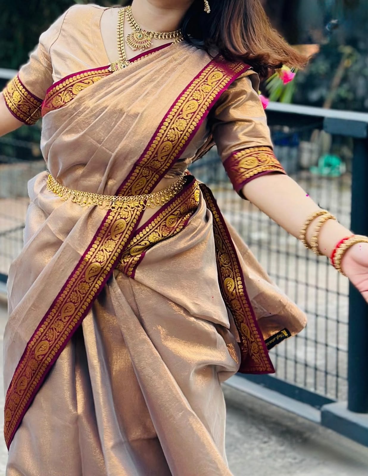 Puja Hit Lama Sharee with Blouse Piece - Image 5
