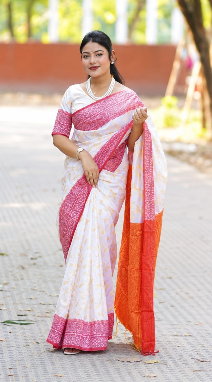 Kashmeri Katan Saree With Blause Pieace - Image 3