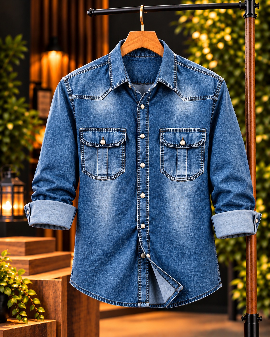 Premium Trendy Denim Shirt - Image 3