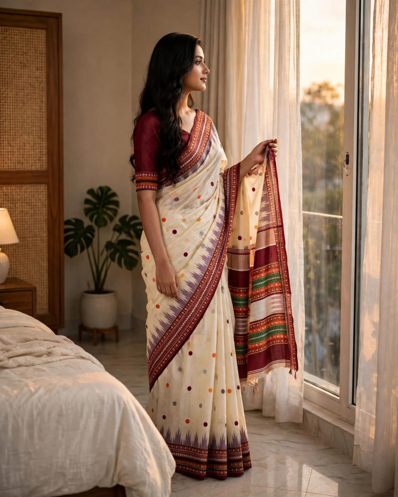 Indian Inspired Assam Silk Saree - Image 3