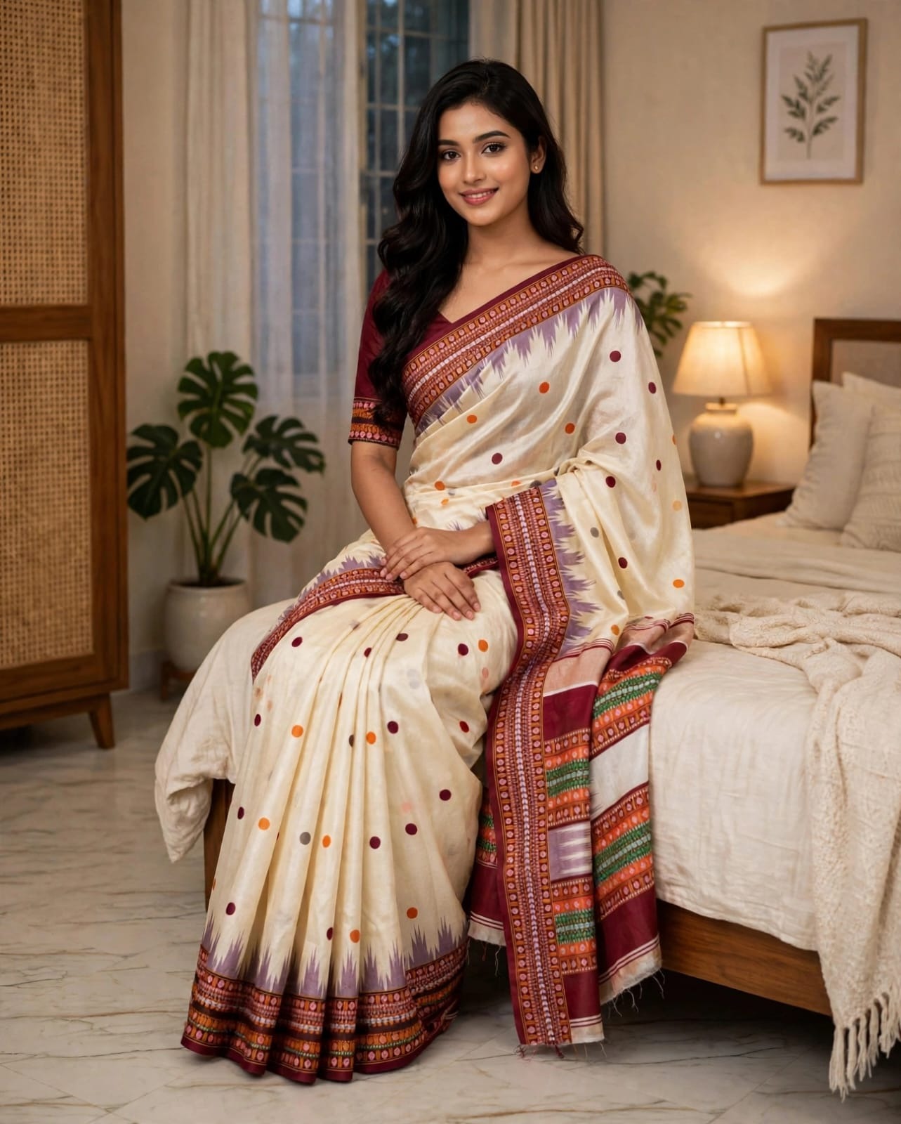 Indian Inspired Assam Silk Saree - Image 1